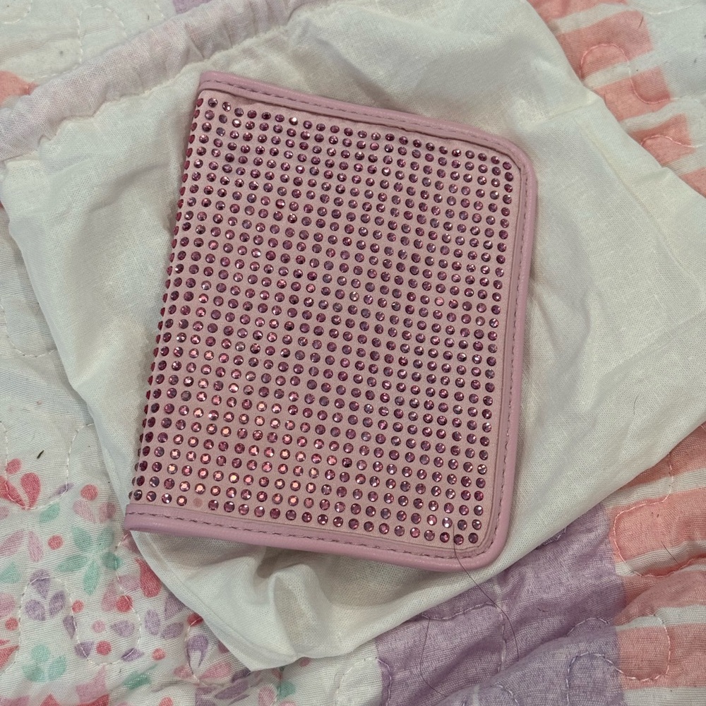 SCL Pink Rhinestone Passport Case with dust bag